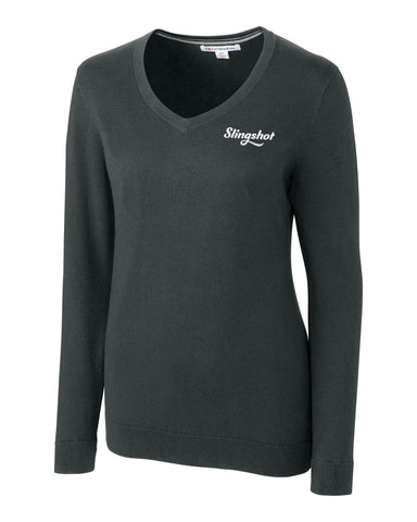 Slingshot Ladies Cutter & Buck Lakemont V-Neck Sweater, Charcoal (LCS8100)