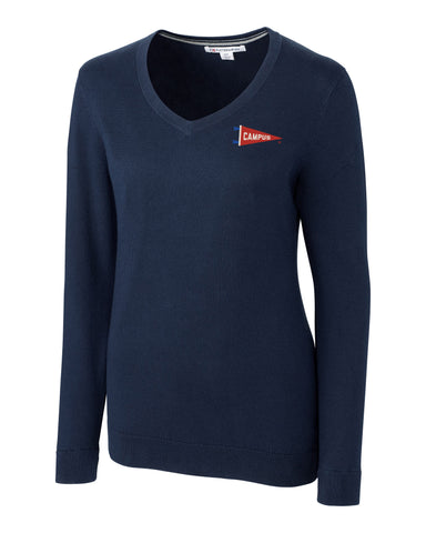 Campus Ladies Cutter & Buck Lakemont V-Neck Sweater, Navy (LCS08100)