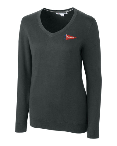 Campus Ladies Cutter & Buck Lakemont V-Neck Sweater, Charcoal (LCS8100)